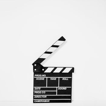clapperboard white backdrop. Beautiful photo