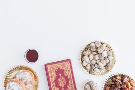 traditional desserts koran book. High resolution photo