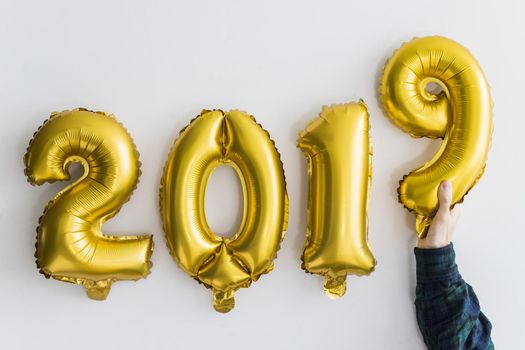 hand near balloons numbers. Resolution and high quality beautiful photo