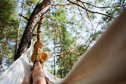 low angle man hammock view. High resolution photo