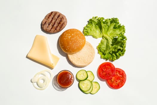 flat lay hamburger ingredients. Beautiful photo