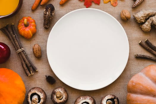 assorted vegetables sticks around plate. Beautiful photo