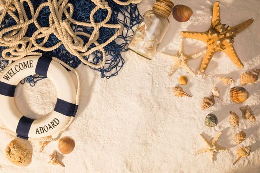 marine composition sand. Beautiful photo