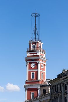 Tower of City Council building on Nevsky Prospect in St.Petersburg, Russia. City Historic Landmarks, Duma Tower