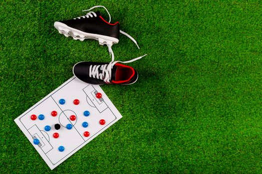 football composition with board shoes. High resolution photo
