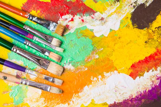 brushes colorful painting. High resolution photo