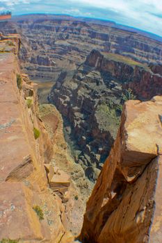 Image of Downward shot into a large canyon in Arizona