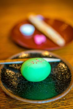 Traditional Kyoto style dessert in a japanese tea house
