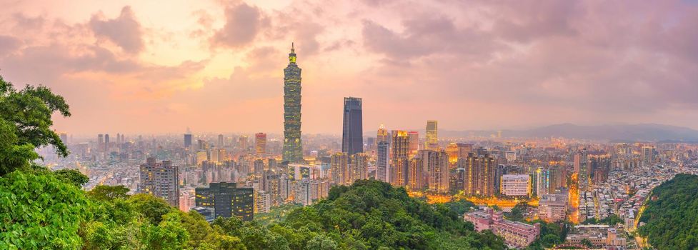 City of Taipei skyline at twilight in Taiwan