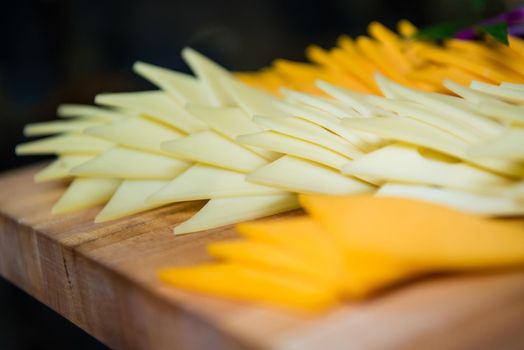 Orange and yellow cheese spread. Close up