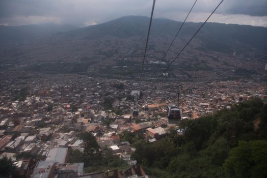 Cable car route in Medellin, Colombia.