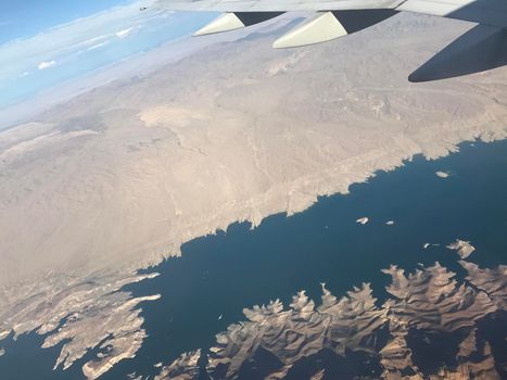 View from airplane over Lake Tahoe