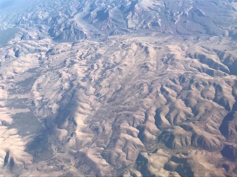 View from airplane wing of western United States ripple texture