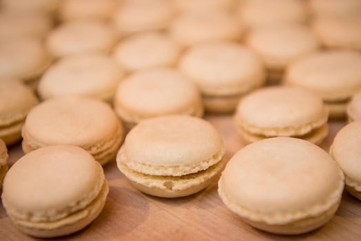 Macaroon wafers close up round many