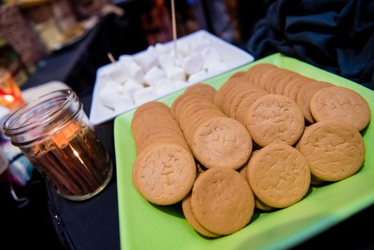 Vanilla wafer dessert spread with sangria.