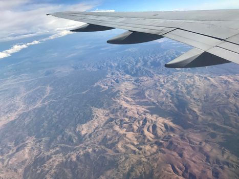 View from airplane wing of western United States ripple texture