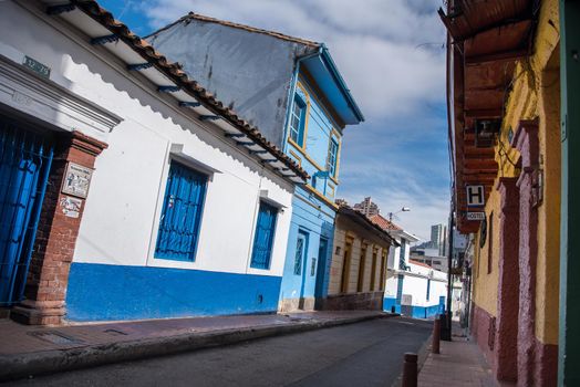 View of neighborhood in Bogota, Colombia, South America. Perspective view.