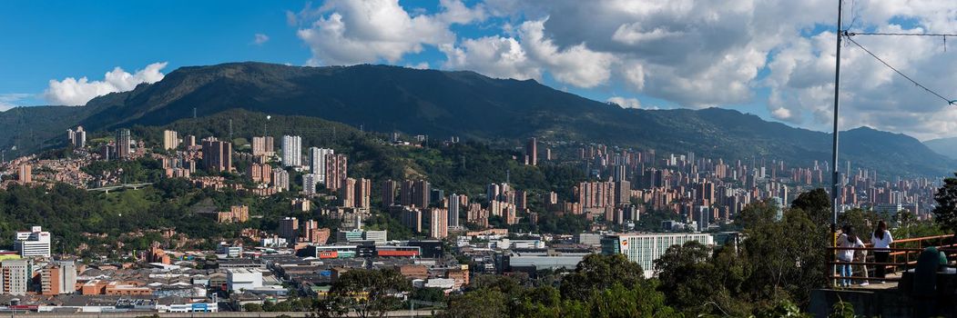 Rolling hills and village of Bogota Colombia. Panoramic view