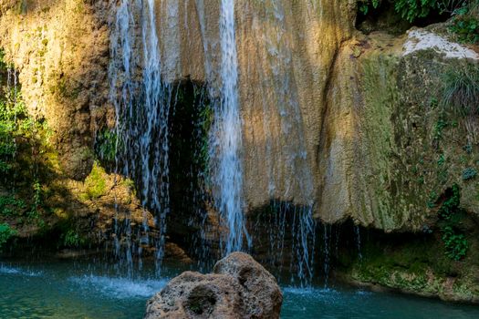 Mountain Lake and Waterfall in Stenosia area in Messinia, Greece