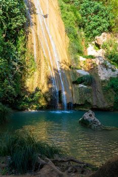 Mountain Lake and Waterfall in Stenosia area in Messinia, Greece