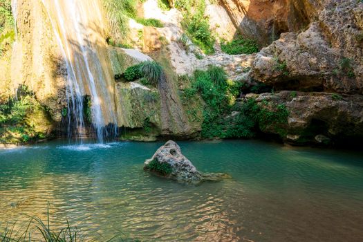 Mountain Lake and Waterfall in Stenosia area in Messinia, Greece