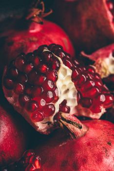 Background of ripe and red pomegranate fruit