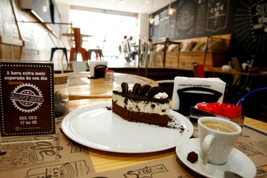 salvador, bahia, brazil - september 29, 2016: pie is seen for sale in a cafeteria in the city of Salvador.