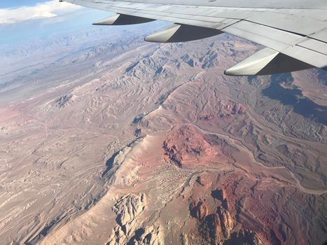 View from airplane wing of western United States ripple texture