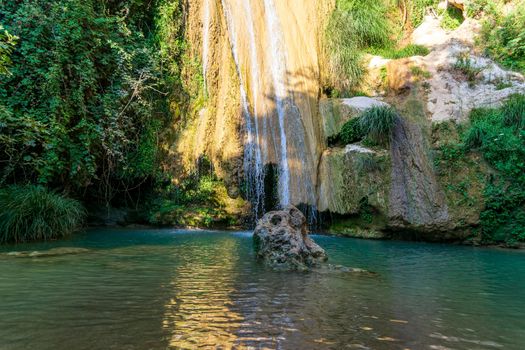 Mountain Lake and Waterfall in Stenosia area in Messinia, Greece