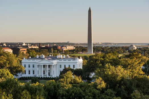 White House DC skyline with view of the Washington Monument