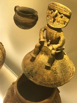 Statue of little man at Museu do Ouro in Bogota, Colombia.