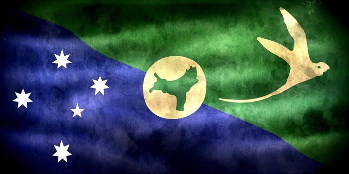 Christmas Island flag - realistic waving fabric flag