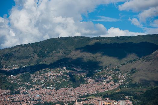 Homes in rolling hills of Bogota Colombia.