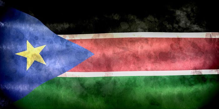 3D-Illustration of a South Sudan flag - realistic waving fabric flag.