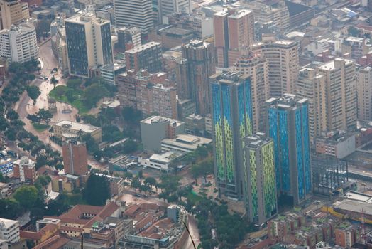 View of Bogota Colombia close up aerial.