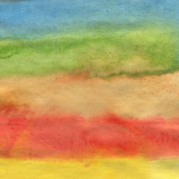 Light Nackdrop with Watercolor Colored Stripes. Hand Drawn Rainbow Background.