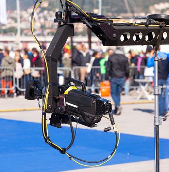 Camera on the crane in the set for the telecast