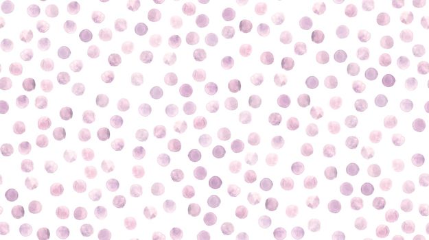 Seamless Watercolour Wallpaper. Pink Circles Texture. White Geometric Spots Illustration. Cute Watercolor Wallpaper. Pastel Abstract Dots Background. Art Hand Paint Rounds. Watercolour Wallpaper.
