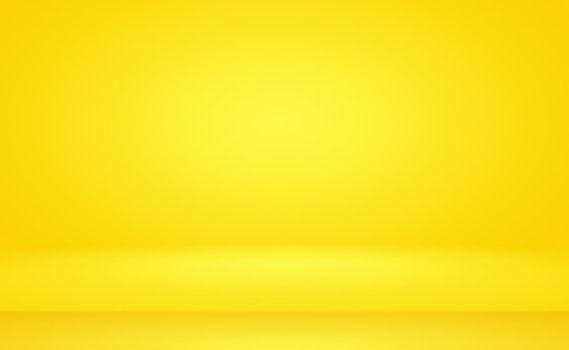 Abstract solid of shining yellow gradient studio wall room background