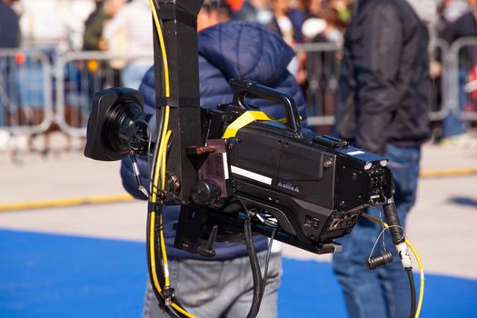 Camera on the crane in the set for the telecast