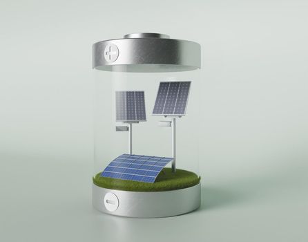 3d eco project environment with solar pannels. Resolution and high quality beautiful photo