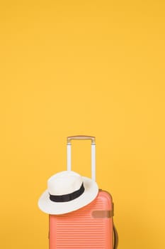 orange suitcase white hat. Resolution and high quality beautiful photo