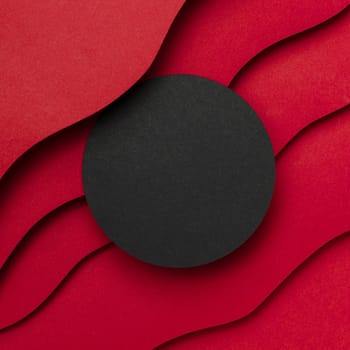 black empty circle wavy layers red background. Resolution and high quality beautiful photo