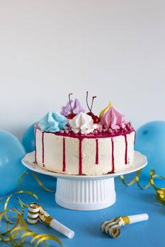 birthday cake blue table. Resolution and high quality beautiful photo