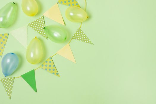 birthday decoration green background with copy space. Resolution and high quality beautiful photo