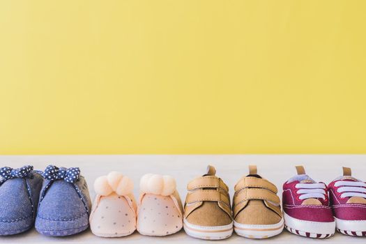 baby concept with different pairs shoes. Resolution and high quality beautiful photo