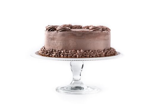 Chocolate truffle cake isolated on white background