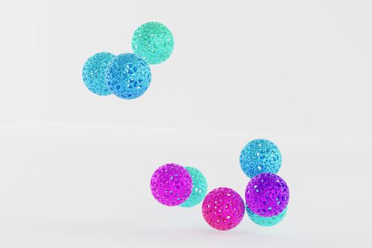 Abstract futuristic spheres objects on white background, minimal 3d render
