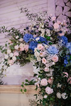 elegant wedding decorations made of natural flowers and green elements