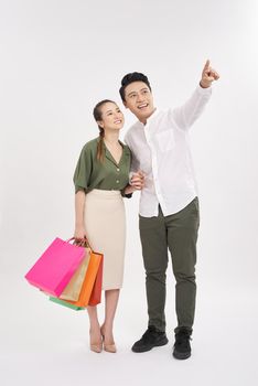 happy young Couple with shopping bags